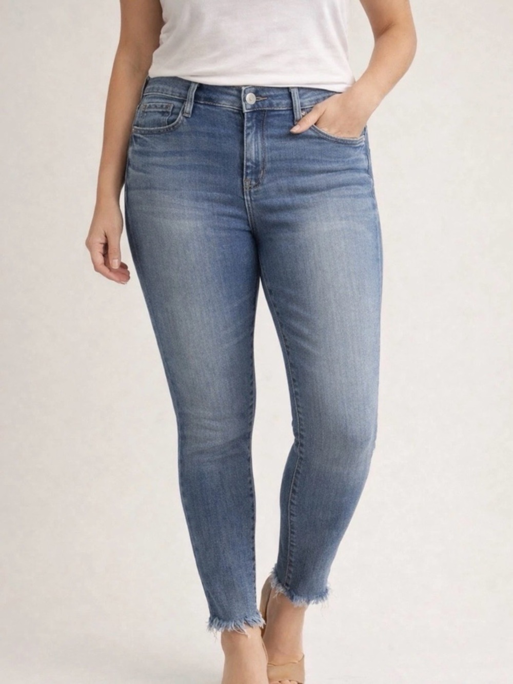 Democracy Womens Jeans Size 10 Ab Technology Stretch Raw Hem Skinny Blue